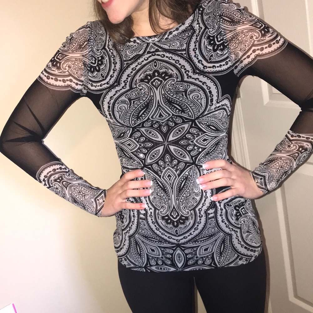 INC black and white top